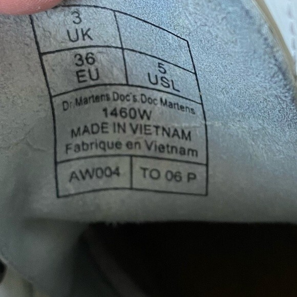 Dr. Martens White 1460 W Lace Up Combat Booth Leather Size 5 - Picture 9 of 13